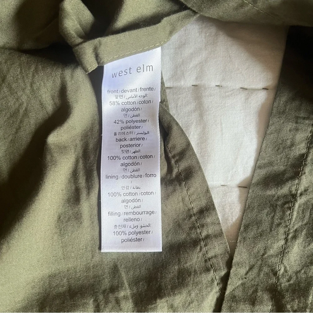 West Elm Dark Olive Cotton Velvet Pick Stitch Sham